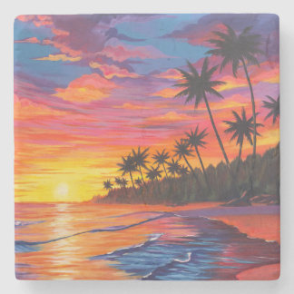 Dessous-de-verre En Pierre Tropical Sunset Stone Beverage Coaster