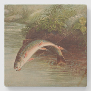 Dessous-de-verre En Pierre Truite de ruisseau Leaping par Samuel Kilbourne (1