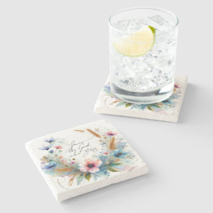 Dessous-de-verre En Pierre Tu es le Dieu qui reste, floral aquarelle