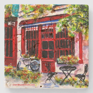 Dessous-de-verre En Pierre Tuile - Rouge Porte' Café'