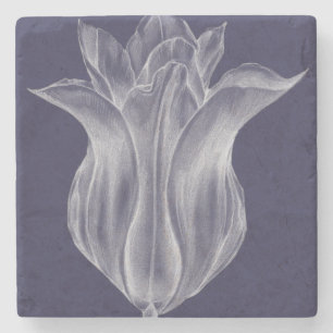 Dessous-de-verre En Pierre Tulipe monochrome III