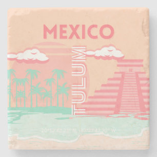 Dessous-de-verre En Pierre Tulum, Mexique, Art Voyage