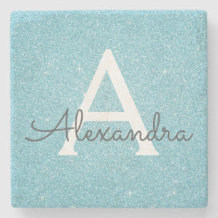 Dessous-de-verre En Pierre Turquoise Blue Elegant Parties scintillant et étin