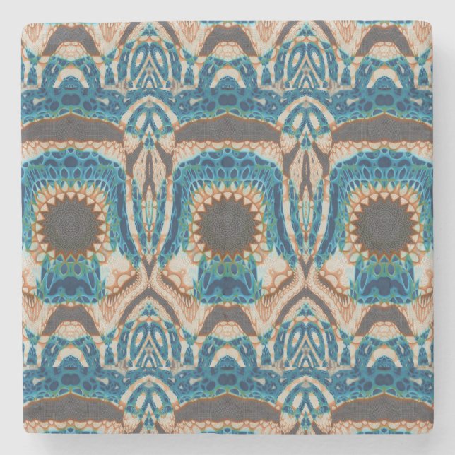 Dessous-de-verre En Pierre Turquoise Gold Sun Southwestern Art (Devant)