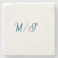 Turquoise monogramme nom de couple de mariage simp