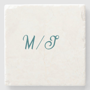 Dessous-de-verre En Pierre Turquoise monogramme nom de couple de mariage simp