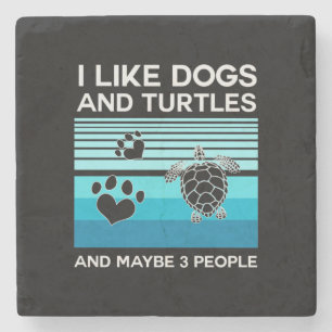 Dessous-de-verre En Pierre Turtle Lover J'Aime Les Chiens Et Les Tortues