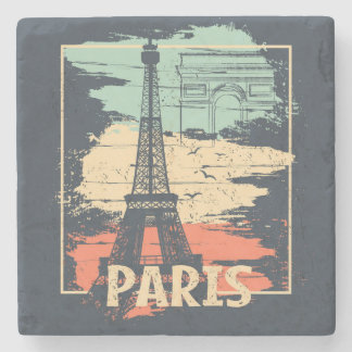 Dessous-de-verre En Pierre Typographie parisienne : affiche Eiffel abstraite.