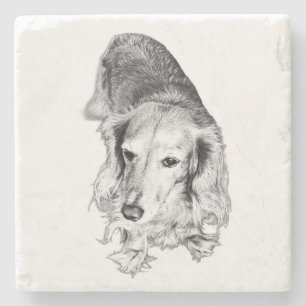 Dessous-de-verre En Pierre Un lieu pour faire une pause – Dachshund à poils l