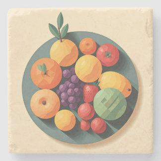 Dessous-de-verre En Pierre Une fête colorée de fruits