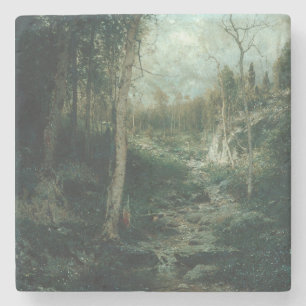 Dessous-de-verre En Pierre Une peinture d'une vieille clairière (1881) - Dess