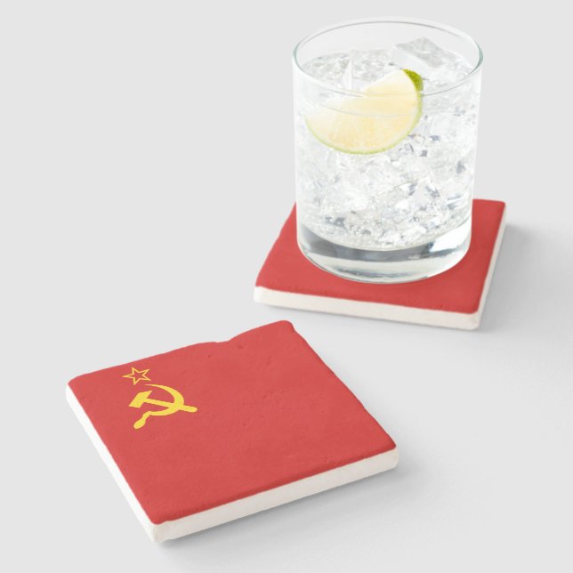 Dessous-de-verre En Pierre URSS Union soviétique Faucille et marteau communis (Côté)