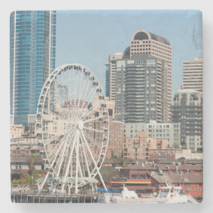 Dessous-de-verre En Pierre USA, Wa, Seattle. Bateau de croisière du port d'A