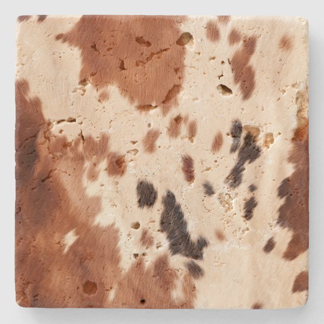 Dessous-de-verre En Pierre Vachette blanche Brown (Devant)