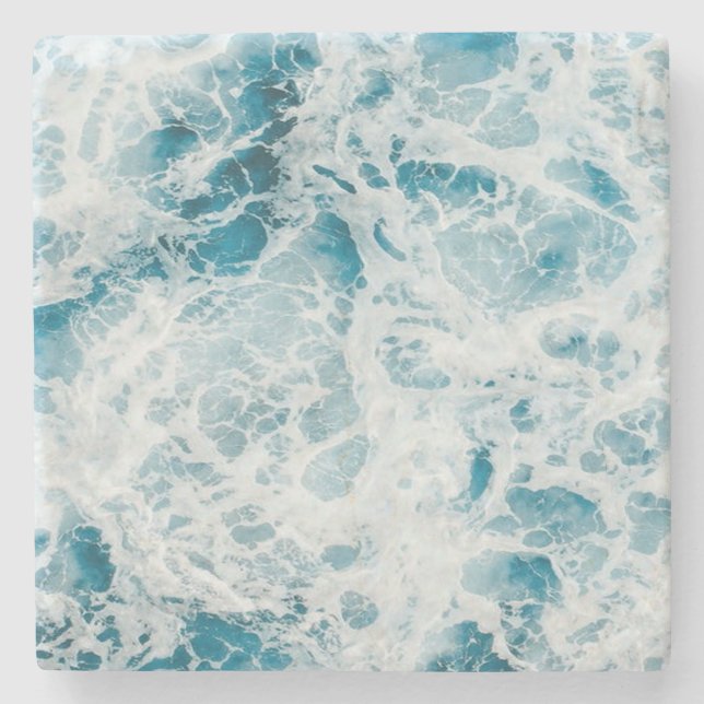 Dessous-de-verre En Pierre Vague Océan Pacifique Bleu (Devant)