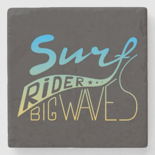 Dessous-de-verre En Pierre Vagues de cavalier de surf grandes