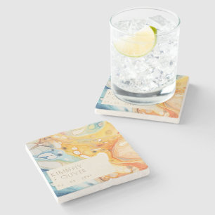 Dessous-de-verre En Pierre Vagues de mer Abstraite et pierres de sable Mariag