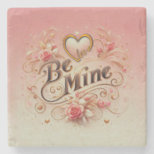 Dessous-de-verre En Pierre Valentine's Day Be Mine Design with Heart, Citatio