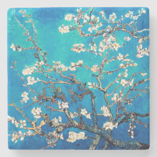 Dessous-de-verre En Pierre Van Gogh Almond Blossoms bleu turquoise