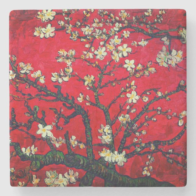 Dessous-de-verre En Pierre Van Gogh Almond Blossoms Rouge (Devant)
