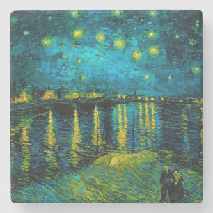 Dessous-de-verre En Pierre Van Gogh Nuit étoilée sur le Rhône