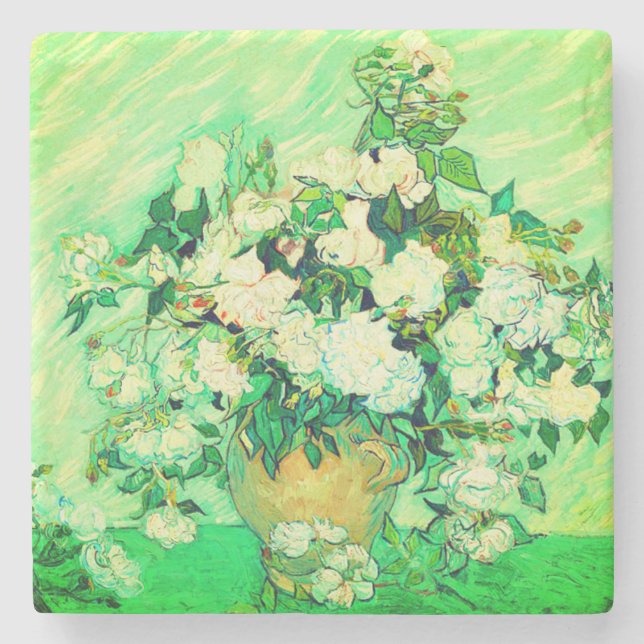 Dessous-de-verre En Pierre Van Gogh White Roses (Devant)