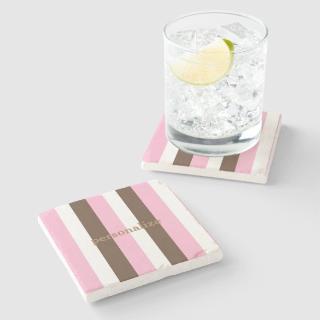 Dessous-de-verre En Pierre Vanille au chocolat rose (Côté)
