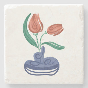 Dessous-de-verre En Pierre Vase moderne avec tulipes Floral Still Life Art