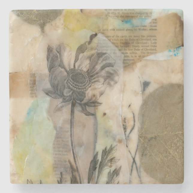 Dessous-de-verre En Pierre Vellum Floral II (Devant)