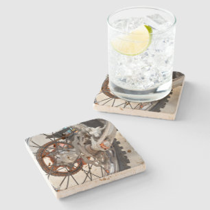 Dessous-de-verre En Pierre Vélo droit Moto Roue Cogs, Dessous de verre en pie