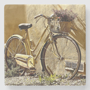 Dessous-de-verre En Pierre Vélo vintage jaune coloré