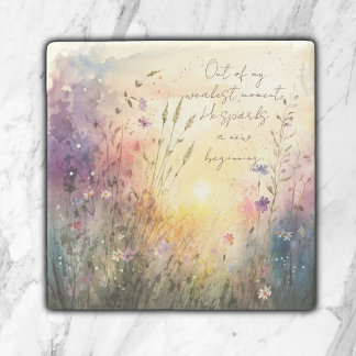 Dessous-de-verre En Pierre Verset Fleur sauvage couleur Christian