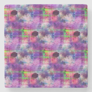 Dessous-de-verre En Pierre Vert de conception, aquarelle pourpre de texture