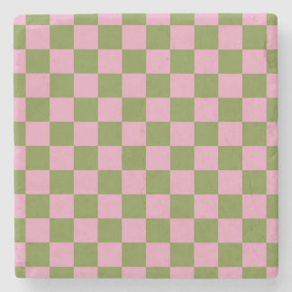 Dessous-de-verre En Pierre Vert rose À damiers En vichy Motif