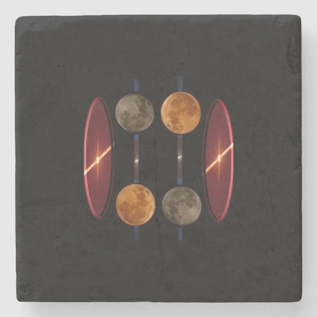 Dessous-de-verre En Pierre Vertical Moons Phases (serene version) (Devant)