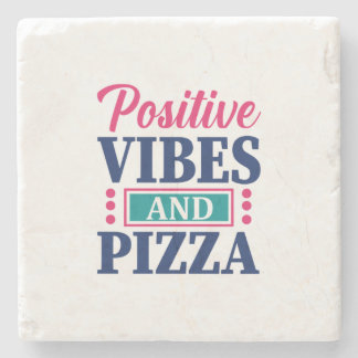 Dessous-de-verre En Pierre Vibes Positives Et Pizza De L'Enseignant