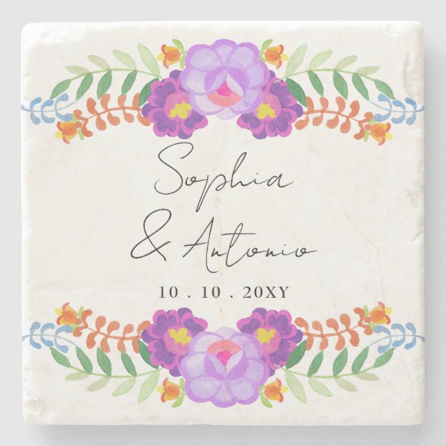 Dessous-de-verre En Pierre Vibrant Mexican Floral Fiesta Wedding (Devant)