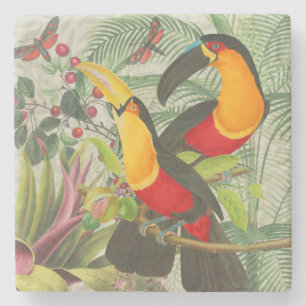 Dessous-de-verre En Pierre Vibrant Tropical Toucan Birds Art Exotic Jungle