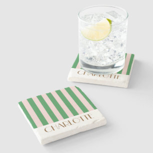 Dessous-de-verre En Pierre Vibrantes rayures colorées vert mariage tendance