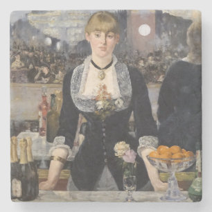 Dessous-de-verre En Pierre Victorian Barmaid Girl at Folies Bergere, France