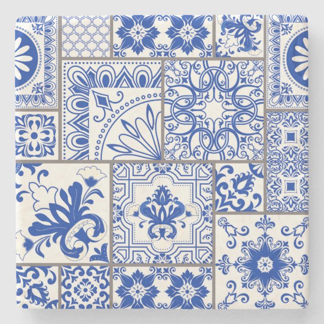 Dessous-de-verre En Pierre Victorian Majolica : Patchwork Tile Motif. (Devant)