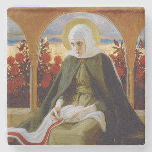 Dessous-de-verre En Pierre Vierge Marie dans le jardin Rose (Albert Edelfeue)