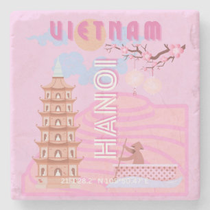 Dessous-de-verre En Pierre Vietnam Travel Art, rose