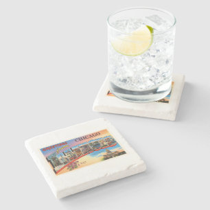 Dessous-de-verre En Pierre Vieux souvenir de Vintage voyage de Chicago #2