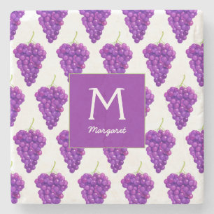 Dessous-de-verre En Pierre Vin de raisin pourpre Motif de fruits Vintages