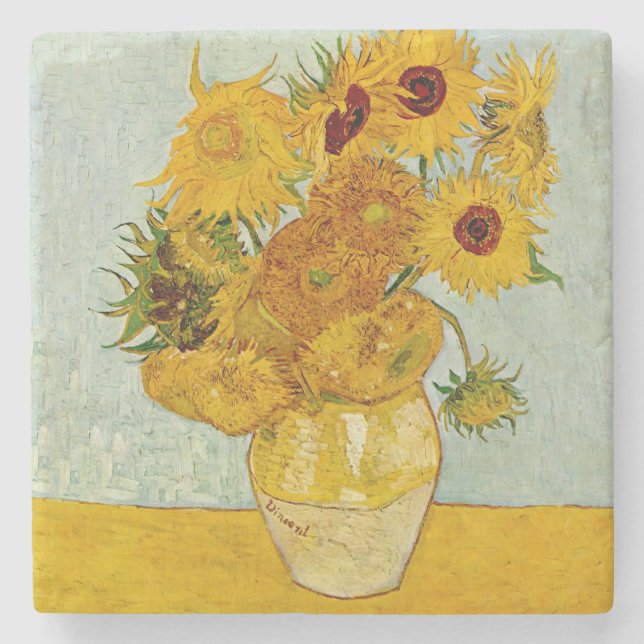 Dessous-de-verre En Pierre Vincent Van Gogh 12 Tournesols Impressionniste (Devant)