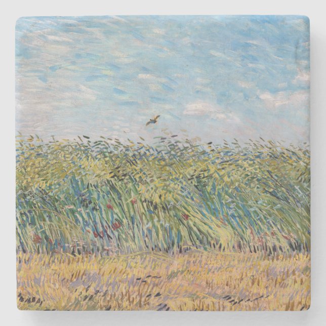 Dessous-de-verre En Pierre Vincent van Gogh - Champ de blé avec une lark (Devant)