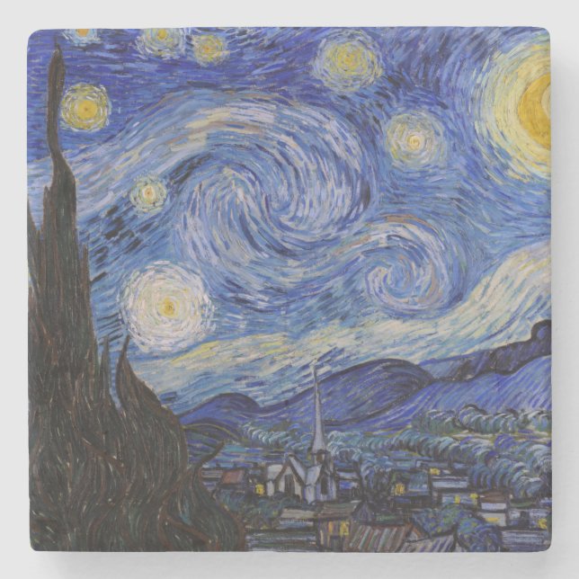 Dessous-de-verre En Pierre Vincent Van Gogh - La nuit étoilée (Devant)