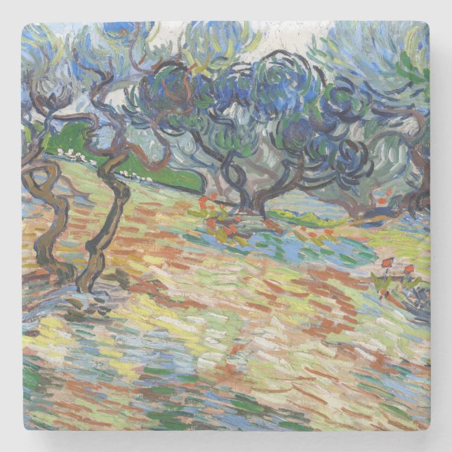 Dessous-de-verre En Pierre Vincent van Gogh - Oliviers : Ciel bleu vif (Devant)