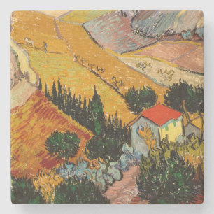 Dessous-de-verre En Pierre Vincent van Gogh - Paysage, Maison et Plowman